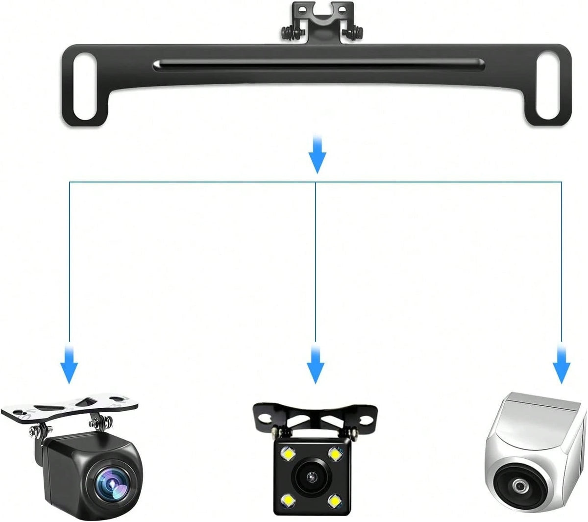 Pixelman Universal Car Rear View Camera License Plate Bracket, Upgraded Full Stainless Steel Backup Camera Mount, Dash Cam Mirror Accessory, Only Installation Holder