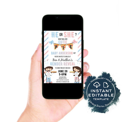 Pizza Gender Reveal Cast your Vote Sign, Editable Italian Baby Reveal, He or She Pizza Party, What will Baby Be Custom Printable diy INSTANT