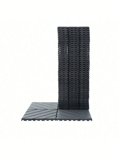 Plastic Interlocking Deck Tiles,44 Pack Patio Deck Tiles,12"X12" Square Waterproof Outdoor All Weather Use, Patio Decking Tiles For Poolside Balcony Backyard, Grey