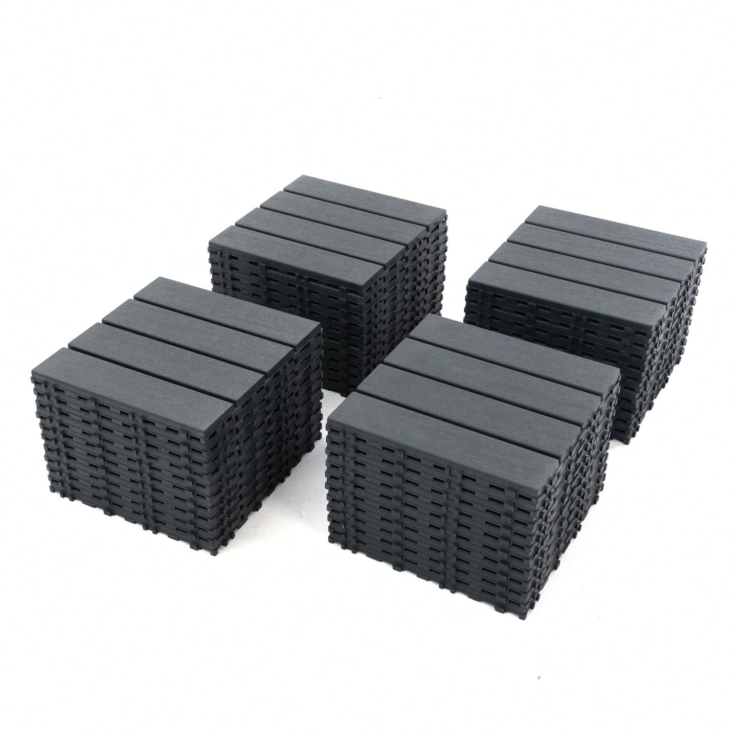 Plastic Interlocking Deck Tiles, 12"X12" Square Waterproof Patio Tiles For Outdoor Use, All-Weather Flooring For Poolside, Balcony, Backyard, Easy To Install(Grey/Brown)