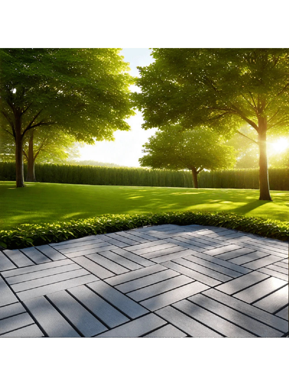 Plastic Interlocking Deck Tiles, 12"X12" Square Waterproof Patio Tiles For Outdoor Use, All-Weather Flooring For Poolside, Balcony, Backyard, Easy To Install(Grey/Brown)