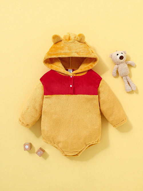 Playful Pals Baby Boys' Cute Hooded Thermal Lined Bodysuit For Winter