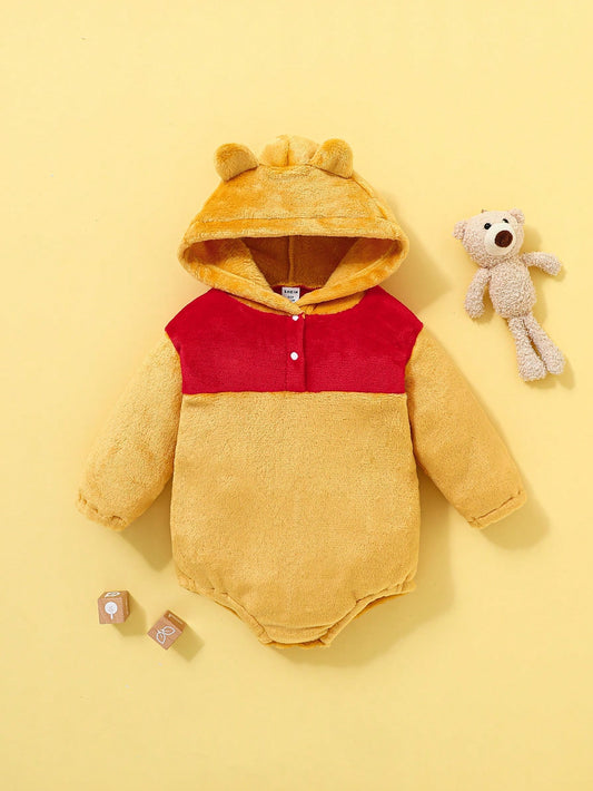 Playful Pals Baby Boys' Cute Hooded Thermal Lined Bodysuit For Winter