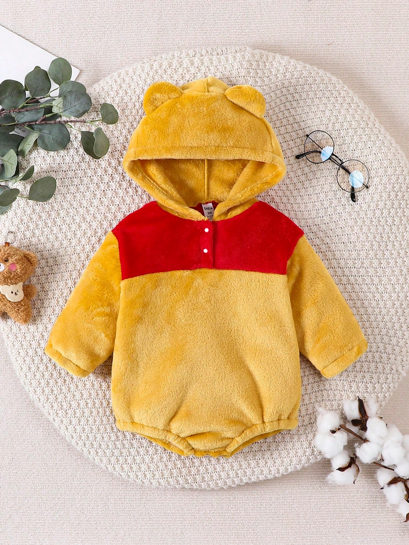 Playful Pals Baby Boys' Cute Hooded Thermal Lined Bodysuit For Winter