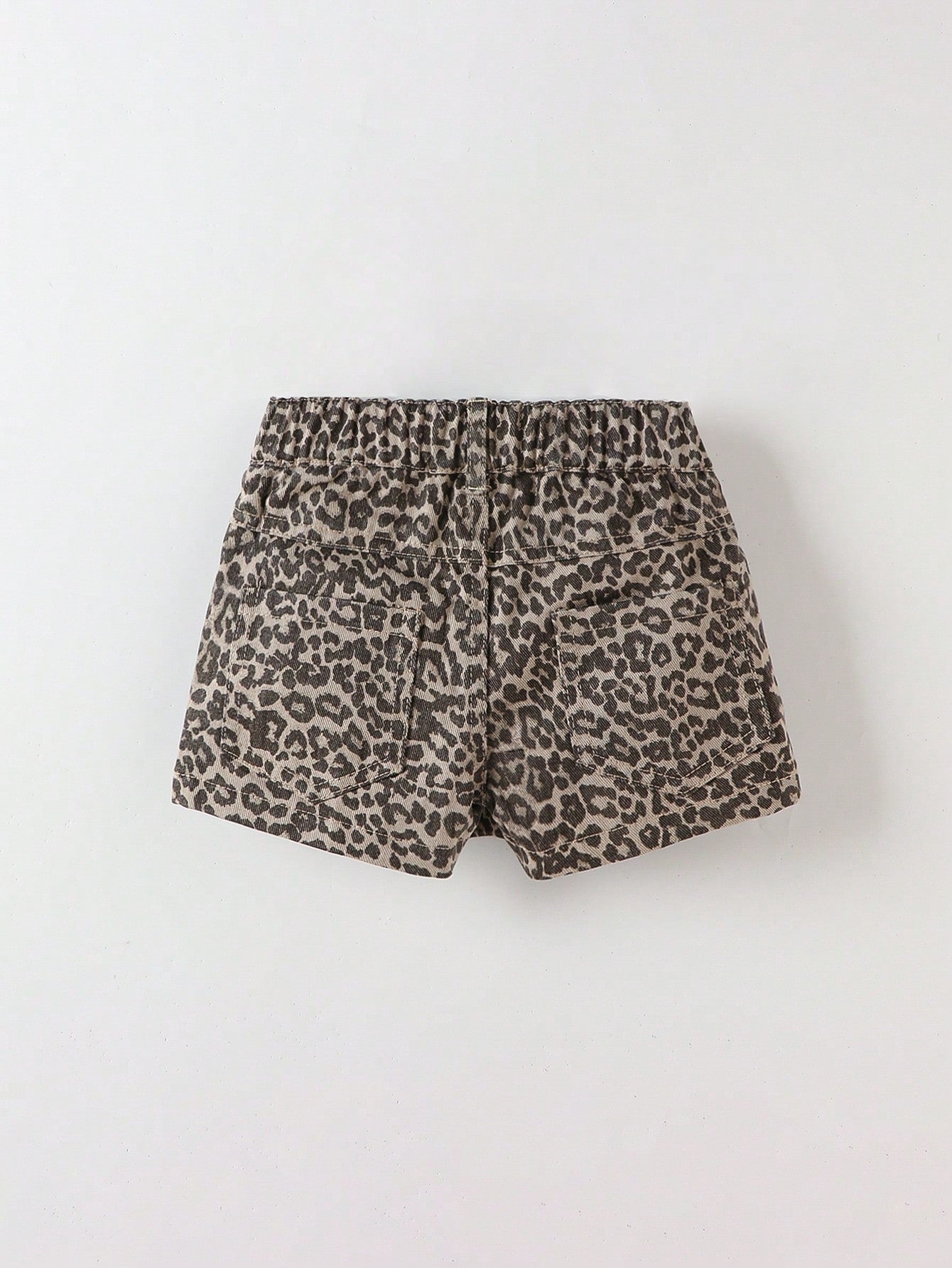Playful Pals Baby GirlCasual Chic Leopard Print Washed Denim Skirt Shorts, Street Fashion Essential For 2025