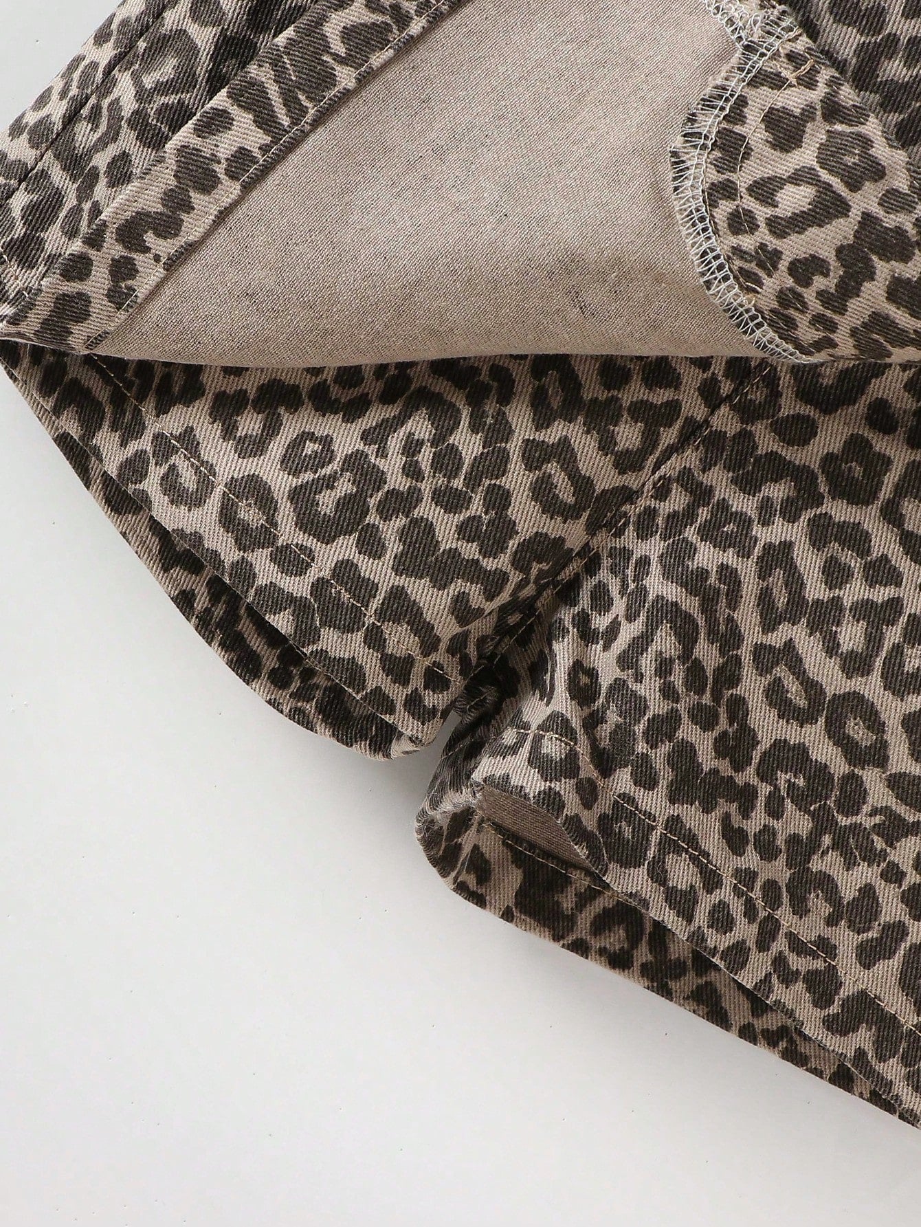 Playful Pals Baby GirlCasual Chic Leopard Print Washed Denim Skirt Shorts, Street Fashion Essential For 2025