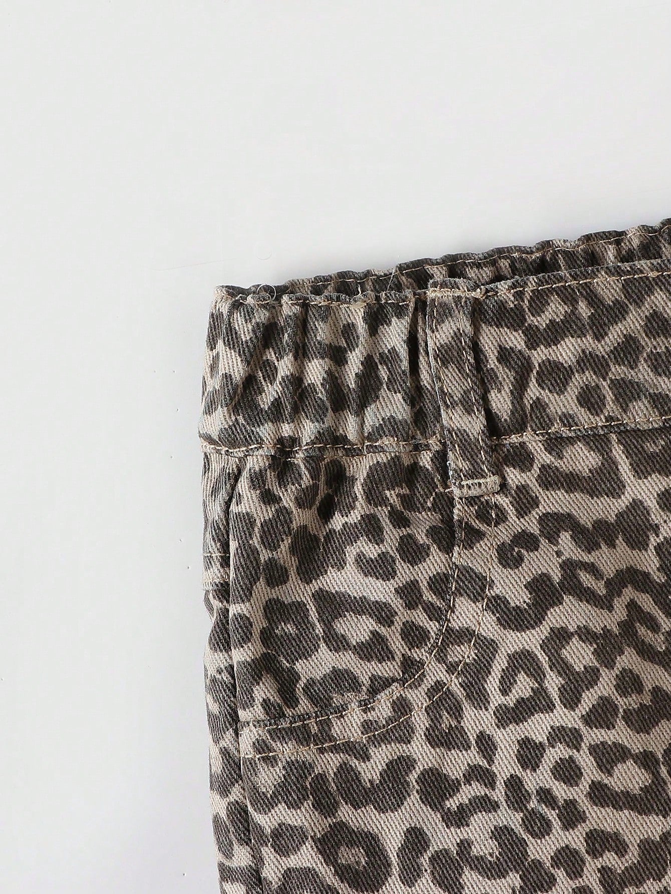Playful Pals Baby GirlCasual Chic Leopard Print Washed Denim Skirt Shorts, Street Fashion Essential For 2025