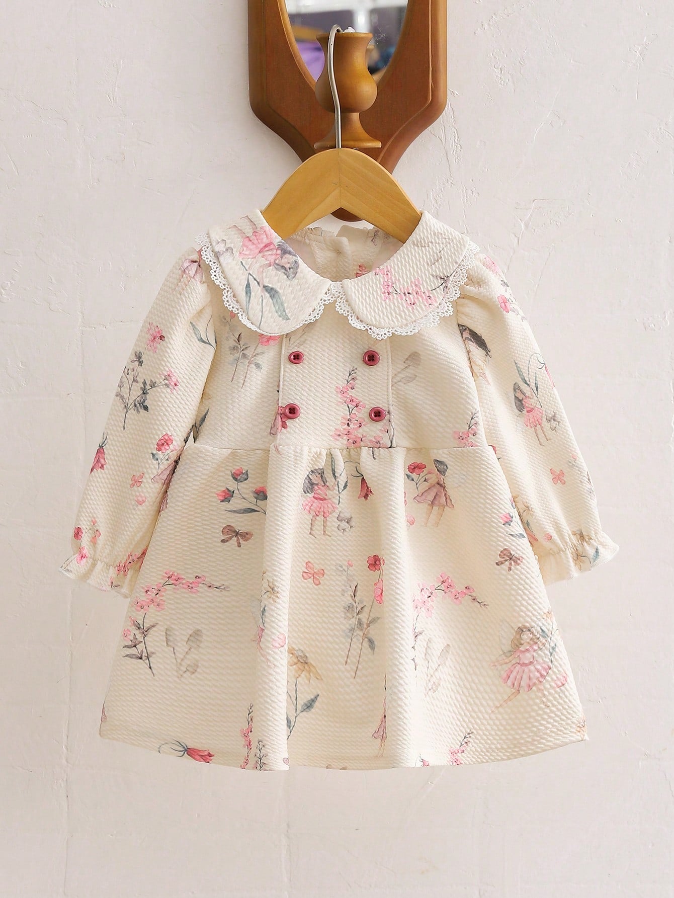 Playful Pals Newborn Baby Girls Cute Ballet Girl Print Casual Daily Dress, Autumn/Winter