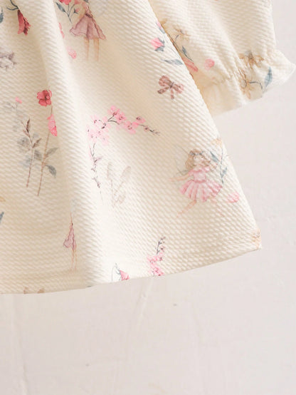 Playful Pals Newborn Baby Girls Cute Ballet Girl Print Casual Daily Dress, Autumn/Winter