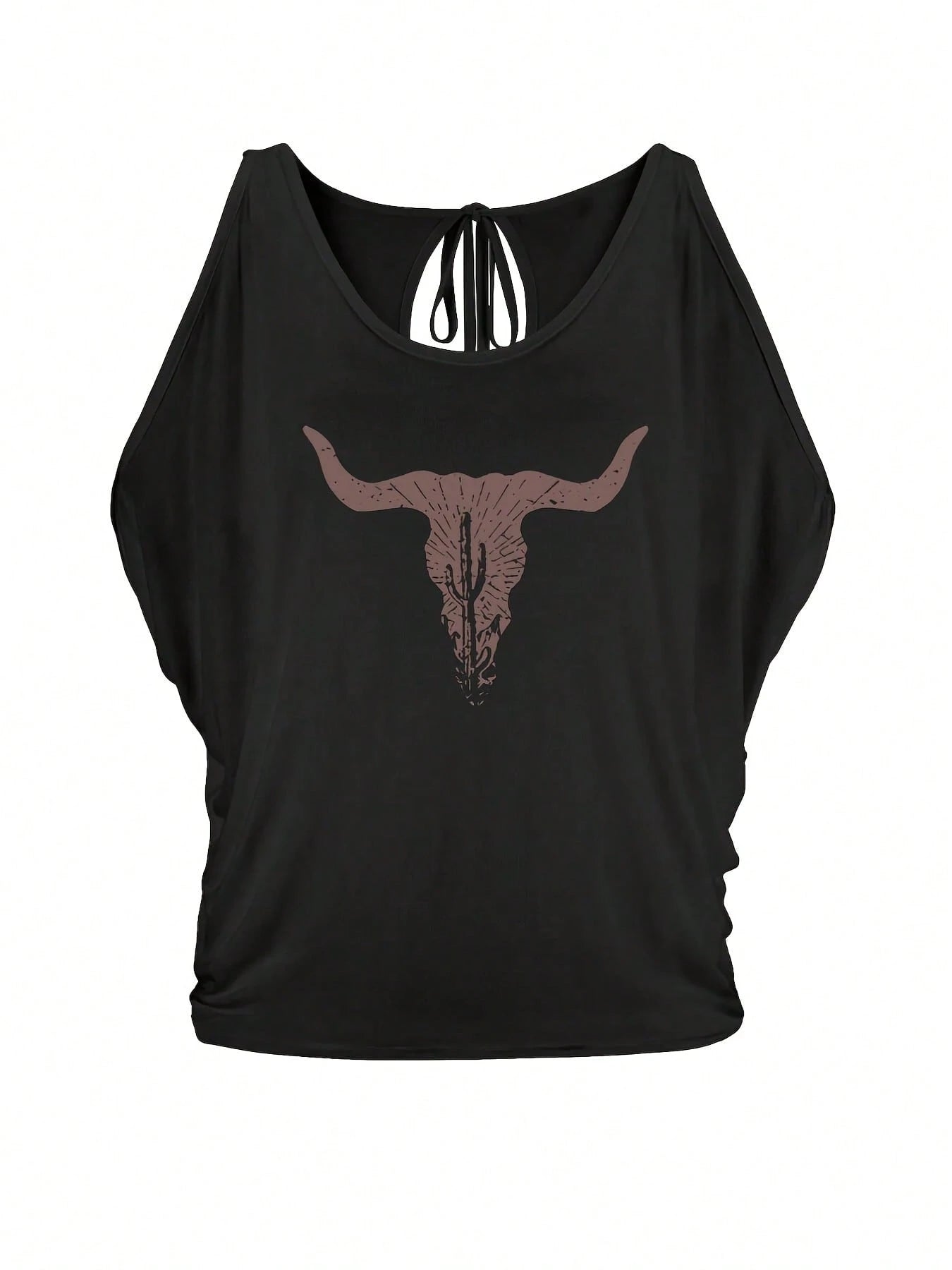 Plus Size- Plus Size- Women's Western Cowboy Style Oversized Top, Featuring Irregular Sizing And An Elegant Off-The-Shoulder Design.Very Suitable For Casual Retro Looks