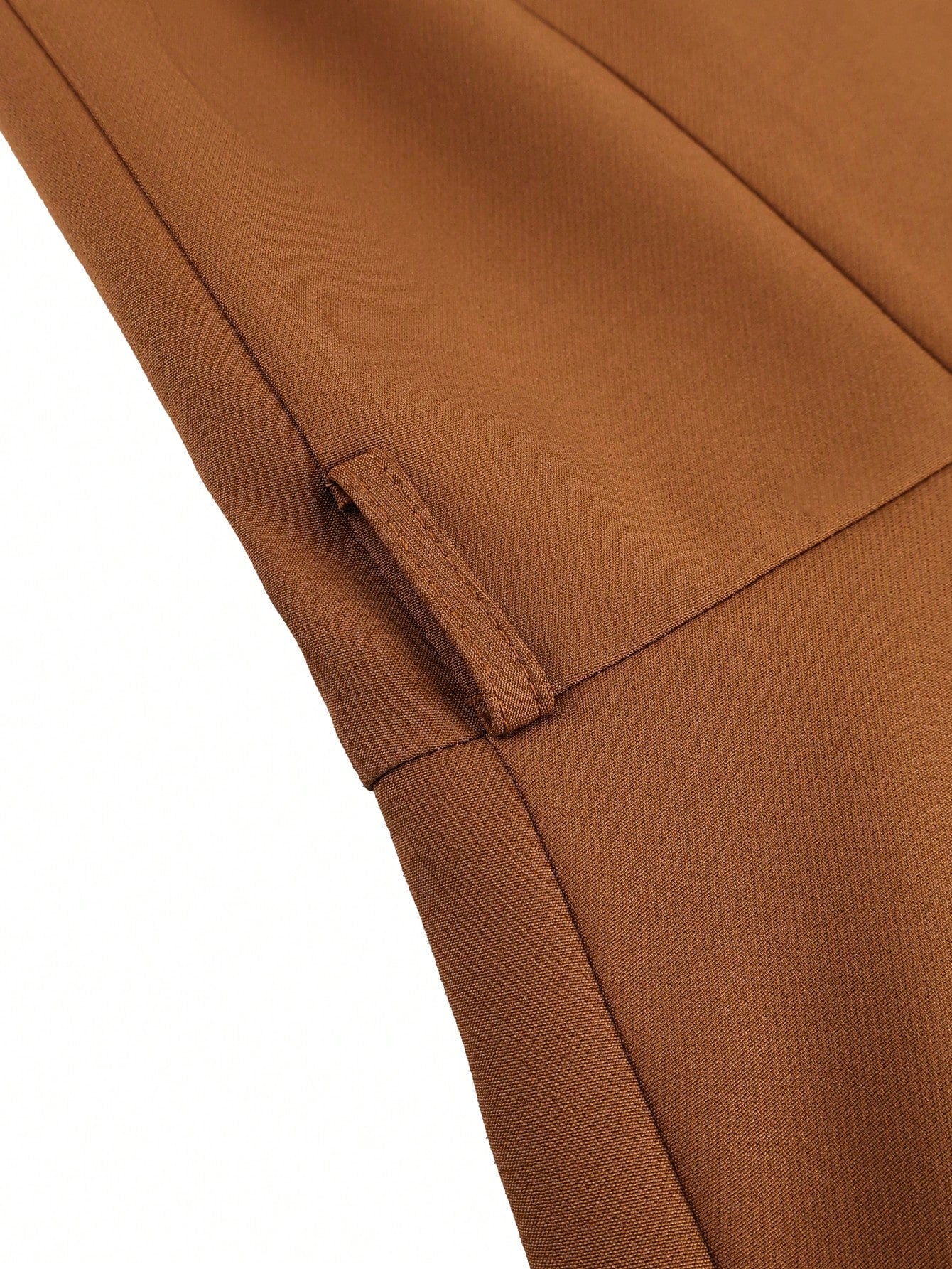 Plus Size Women Brown Tailored Blazer Dress Notched Lapel Double Breasted Cinched Waist Waist Long Sleeve A Line Midi Formal Office Church Party