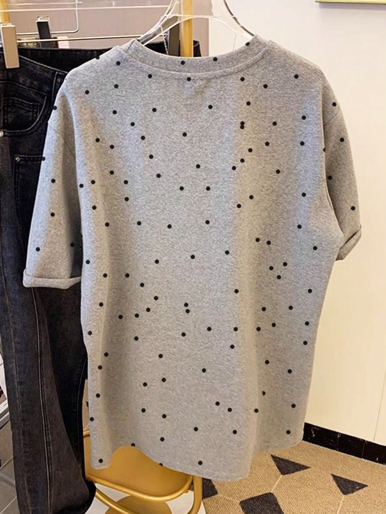 Plus Size Women's Casual Polka Dot Printed Summer T-Shirt