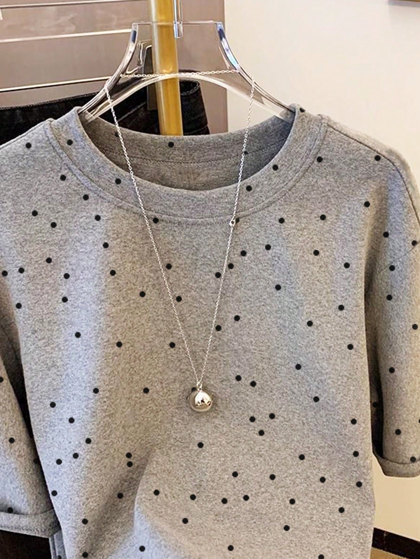 Plus Size Women's Casual Polka Dot Printed Summer T-Shirt
