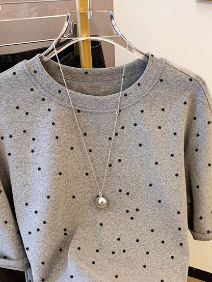 Plus Size Women's Casual Polka Dot Printed Summer T-Shirt