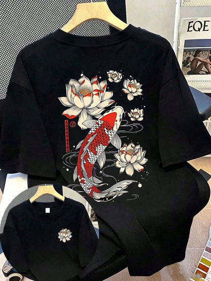 Plus-Size Women's Casual Round Neck Letter Print Short-Sleeved T-Shirt, Summer Student And Youth Style, Simple English Graphic T-Shirt. Black
