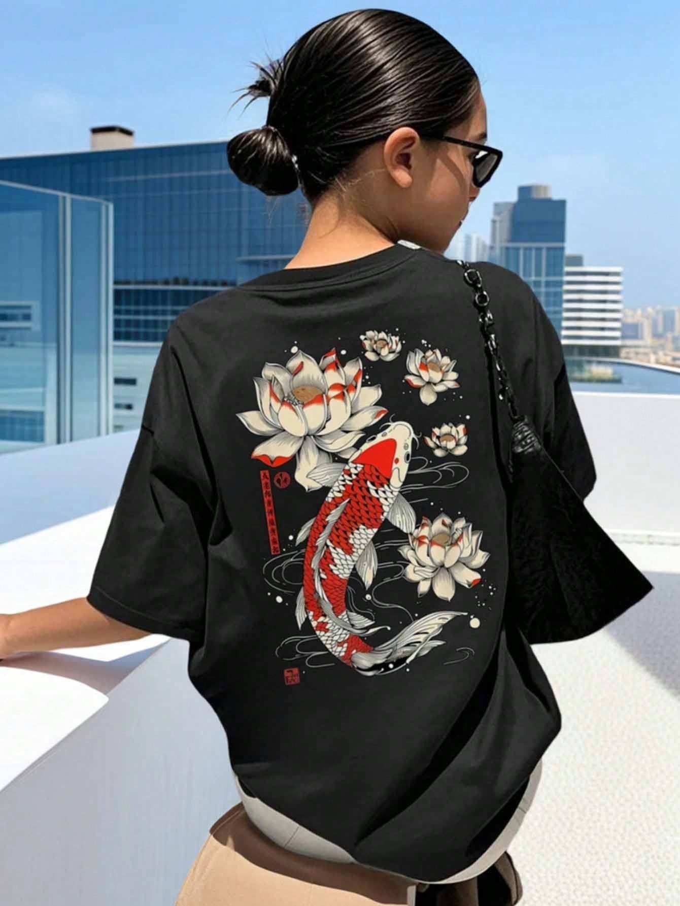 Plus-Size Women's Casual Round Neck Letter Print Short-Sleeved T-Shirt, Summer Student And Youth Style, Simple English Graphic T-Shirt. Black