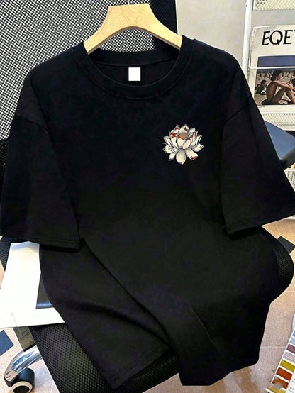 Plus-Size Women's Casual Round Neck Letter Print Short-Sleeved T-Shirt, Summer Student And Youth Style, Simple English Graphic T-Shirt. Black