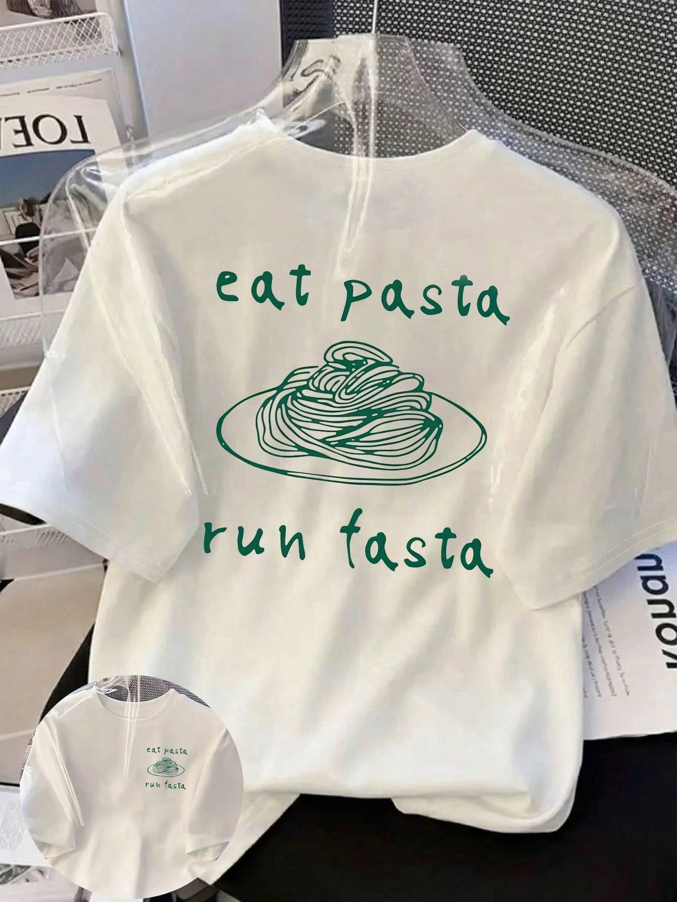 Plus Size Women's Daily Fun Spaghetti Sketch Slogan Print Casual T-Shirt, Round Neck Short Sleeve, Spring/Summer/Autumn, Vacation