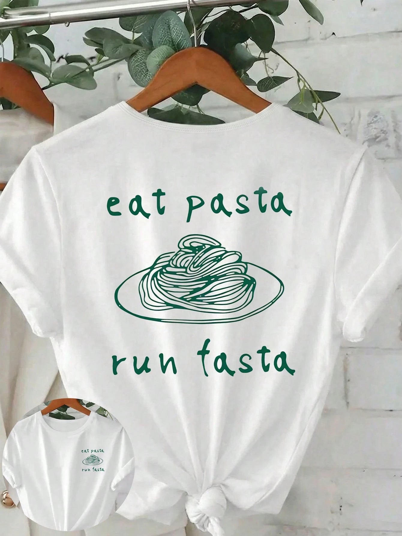 Plus Size Women's Daily Fun Spaghetti Sketch Slogan Print Casual T-Shirt, Round Neck Short Sleeve, Spring/Summer/Autumn, Vacation