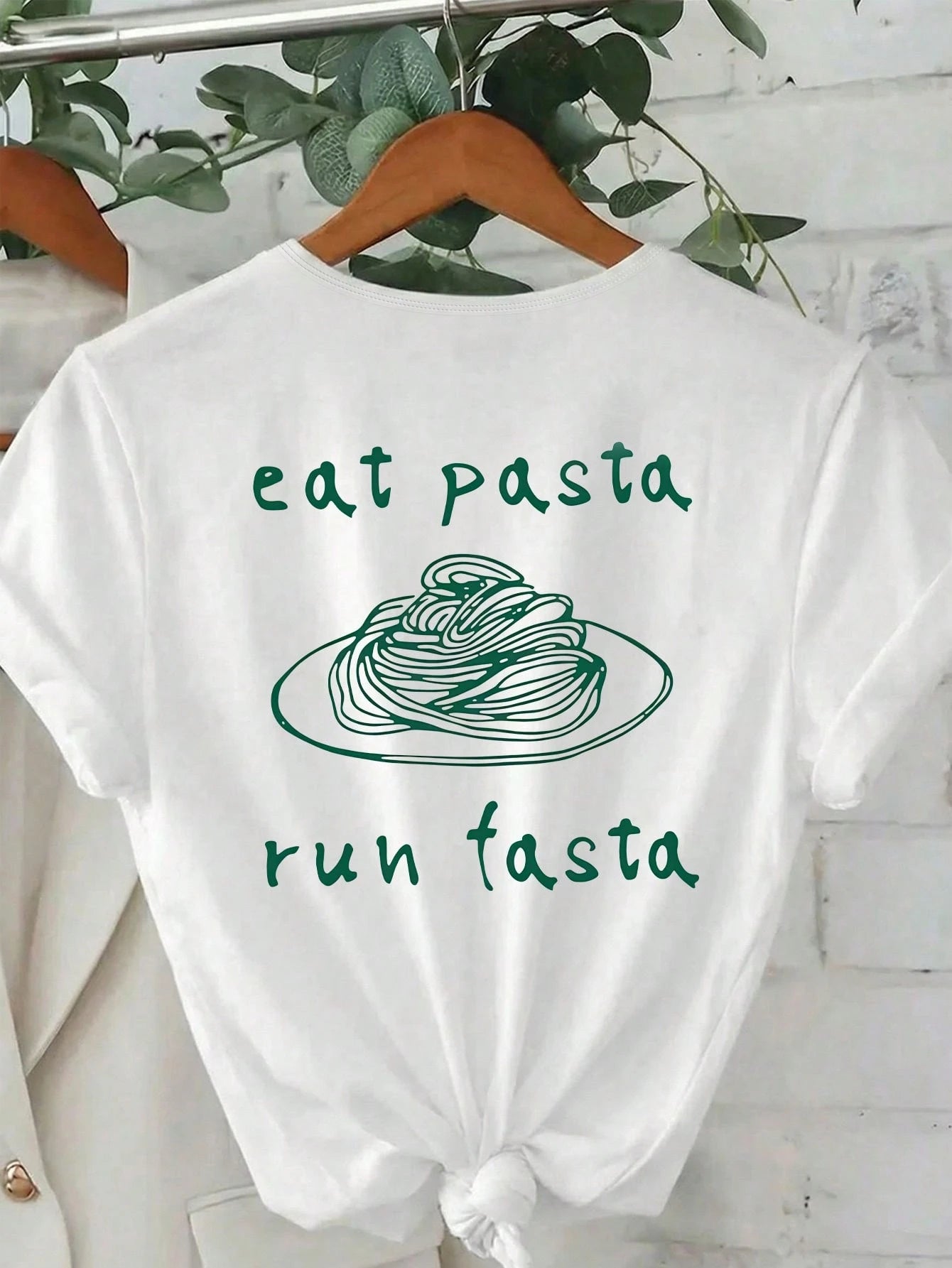 Plus Size Women's Daily Fun Spaghetti Sketch Slogan Print Casual T-Shirt, Round Neck Short Sleeve, Spring/Summer/Autumn, Vacation