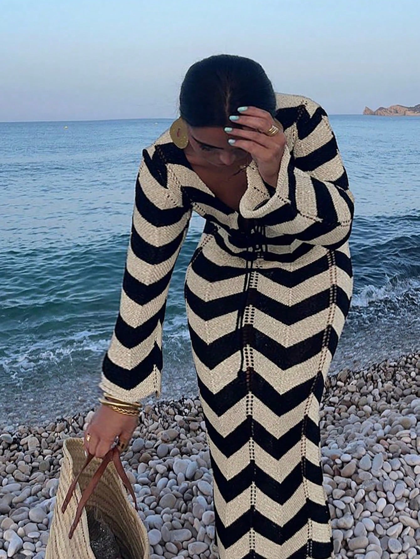 Plus Size Women's Fashion Elegant Simple Mature Vacation Knit Coverup Dress, Summer Beach Dress, Holiday Dress, Elegant Party Dress, Resort Wear