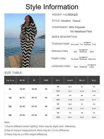 Plus Size Women's Fashion Elegant Simple Mature Vacation Knit Coverup Dress, Summer Beach Dress, Holiday Dress, Elegant Party Dress, Resort Wear