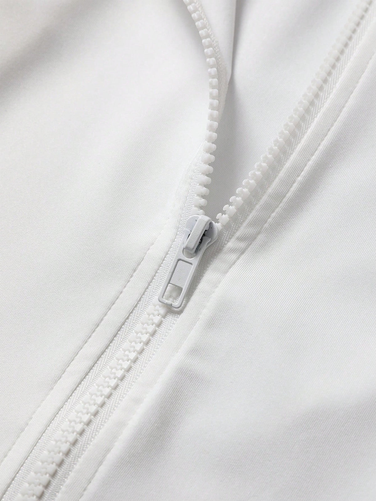 Plus Size Zipper Long Sleeve Sports Jacket With Tight Fit, Thumbhole Cuffs, For Women, Fitness, Yoga, Running White Spring