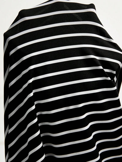 Plussiva Maternity Plus Size Striped Round Neck Short Sleeve Waist Tie Casual Dress