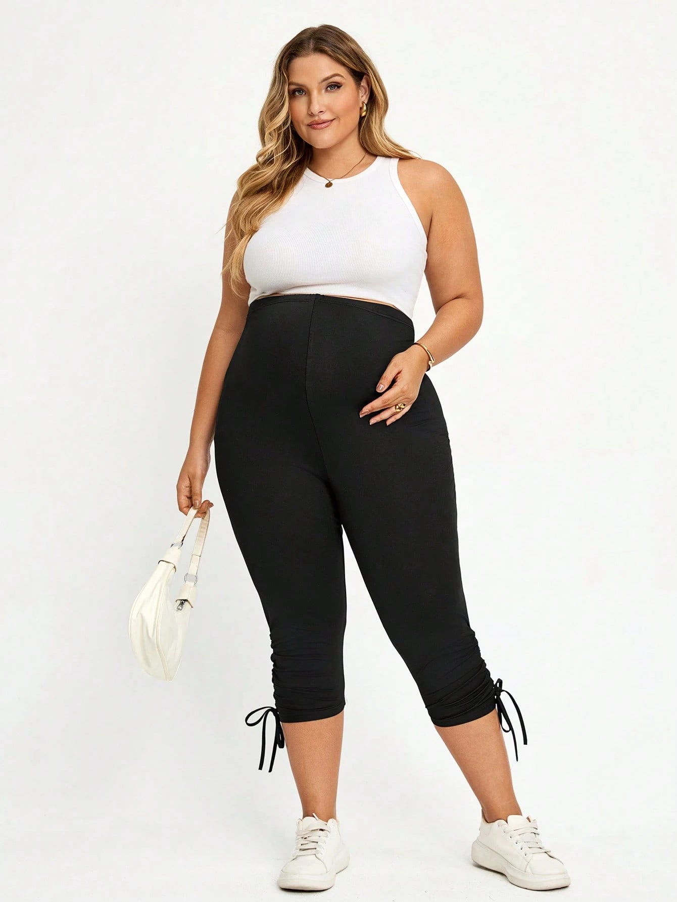 Plussiva Plus Size Maternity Casual Versatile Solid Color Slim Fit Bottoms