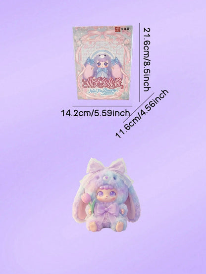 POKOJA LAND Bunny Hooded Character Blind Box, Collectible Mystery Figure With 6 Regular Styles & 2 Hidden Models, Lace & Bow Accent Details, Pastel Tones With Expressive Big Eyes, Decorative Companion