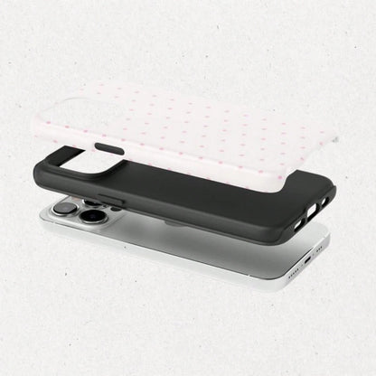 Polka Dot Case, Pink & White Cute Phone Cover, Black With Pink Polka Dots, Stylish Protective Case, 15 14 13 12 11 X XR 8 Pro Max, Tech Accessory