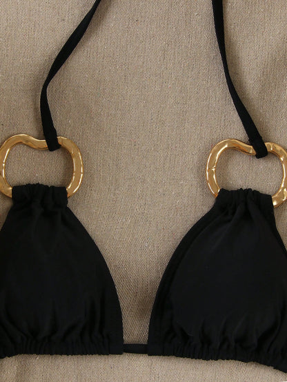 Polovedo Official Elegant Sexy Solid Casual Bikini Swimsuit, Suitable For Beach, Vacation, Party, And Dates Black Summer