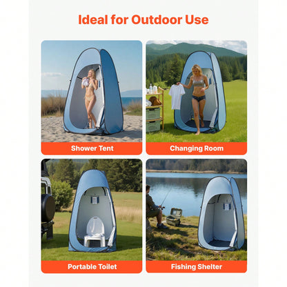Pop Up Shower Tent, Instant Portable Privacy Tent Changing Room With Hanging Bag, Ground Stakes, Ropes, Carry Bag, 190T Polyester With Silver Coating, Quick Setup, For Camping, Beach, Fishing
