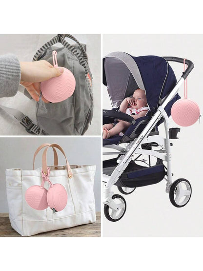 PopLittleOne 1pc Baby Silicone Pacifier Clip, Soft Silicone Pacifier Storage Box, Pacifier Storage Bag, Newborn Accessories