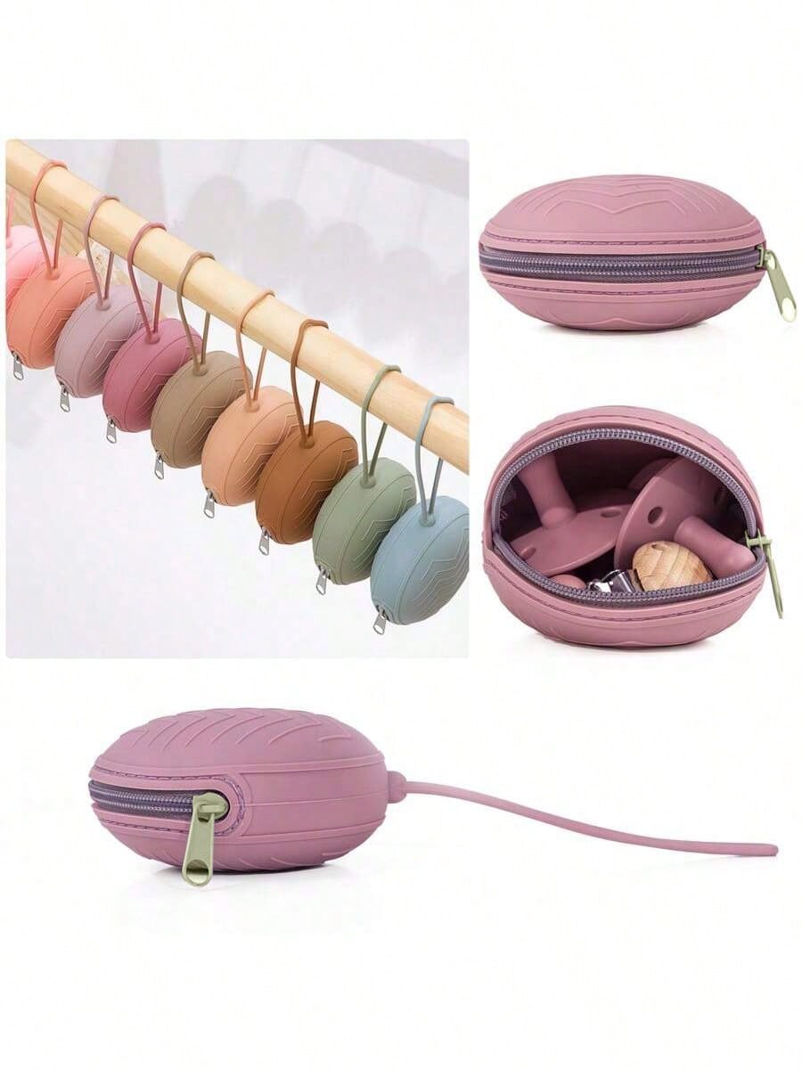 PopLittleOne 1pc Baby Silicone Pacifier Clip, Soft Silicone Pacifier Storage Box, Pacifier Storage Bag, Newborn Accessories