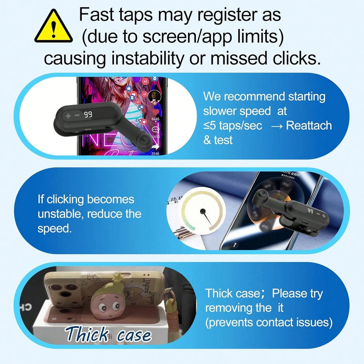 Portable Auto Clicker For Phone Pad Android Built-In Battery With Strong Battery Life Hands-Free Silent Operation Handy, Auto Tapper For Live,Gaming,Likes & Reward Tasks Birthday Gift