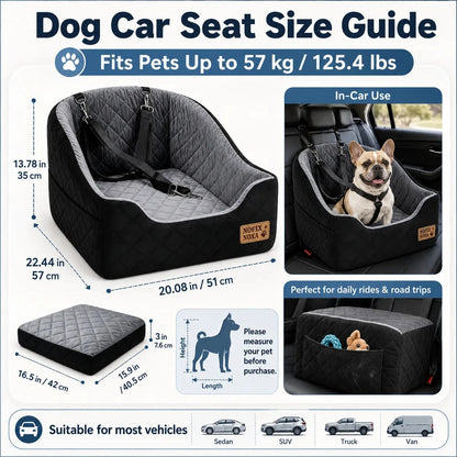 Portable Breathable Dog Car Seat For Small Medium Dogs & Cats, Pet Booster Booster Seat With Removable Washable Cushion, Strap Attachment And Storage Pocket, Comfortable Travel Seat For Car Rides & Ou