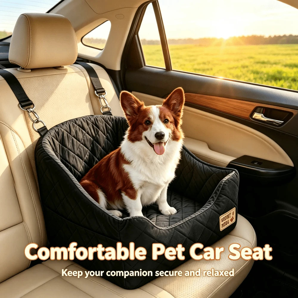 Portable Breathable Dog Car Seat For Small Medium Dogs & Cats, Pet Booster Booster Seat With Removable Washable Cushion, Strap Attachment And Storage Pocket, Comfortable Travel Seat For Car Rides & Ou