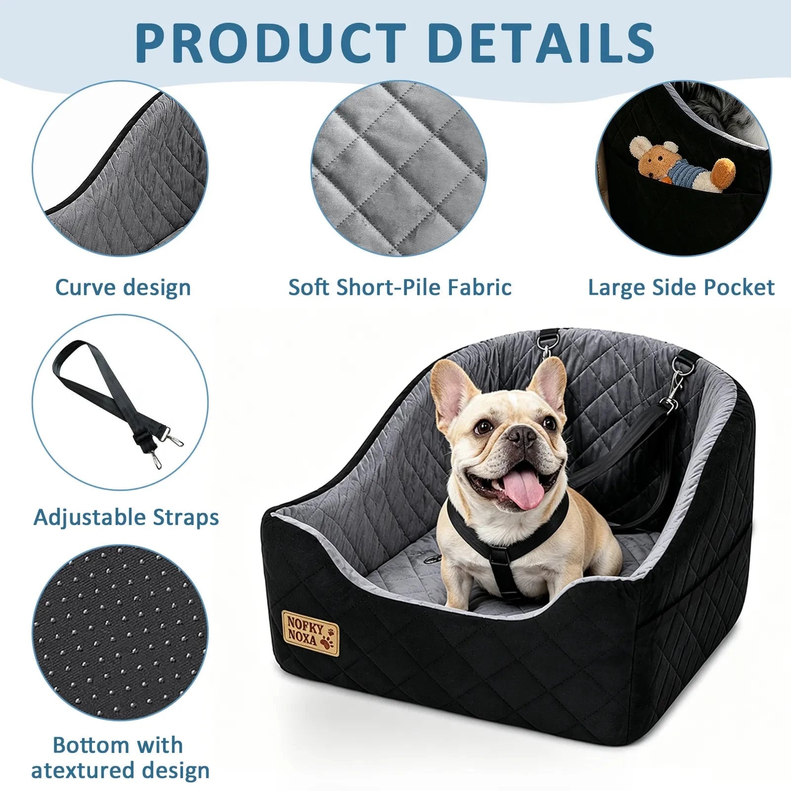 Portable Breathable Dog Car Seat For Small Medium Dogs & Cats, Pet Booster Booster Seat With Removable Washable Cushion, Strap Attachment And Storage Pocket, Comfortable Travel Seat For Car Rides & Ou