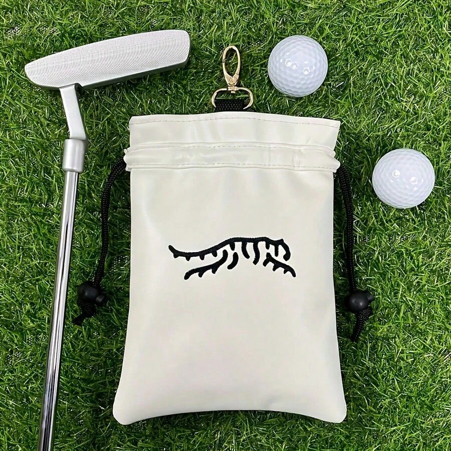 Portable Durable Faux PU Golf Ball & Tee Pouch With Drawstring- Premium Accessory For Men & Women Golfers- Perfect Gift For Dad, Boyfriend, Husband On Birthday, Retirement, Father's Day QCV4
