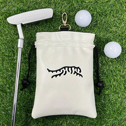 Portable Durable Faux PU Golf Ball & Tee Pouch With Drawstring- Premium Accessory For Men & Women Golfers- Perfect Gift For Dad, Boyfriend, Husband On Birthday, Retirement, Father's Day QCV4