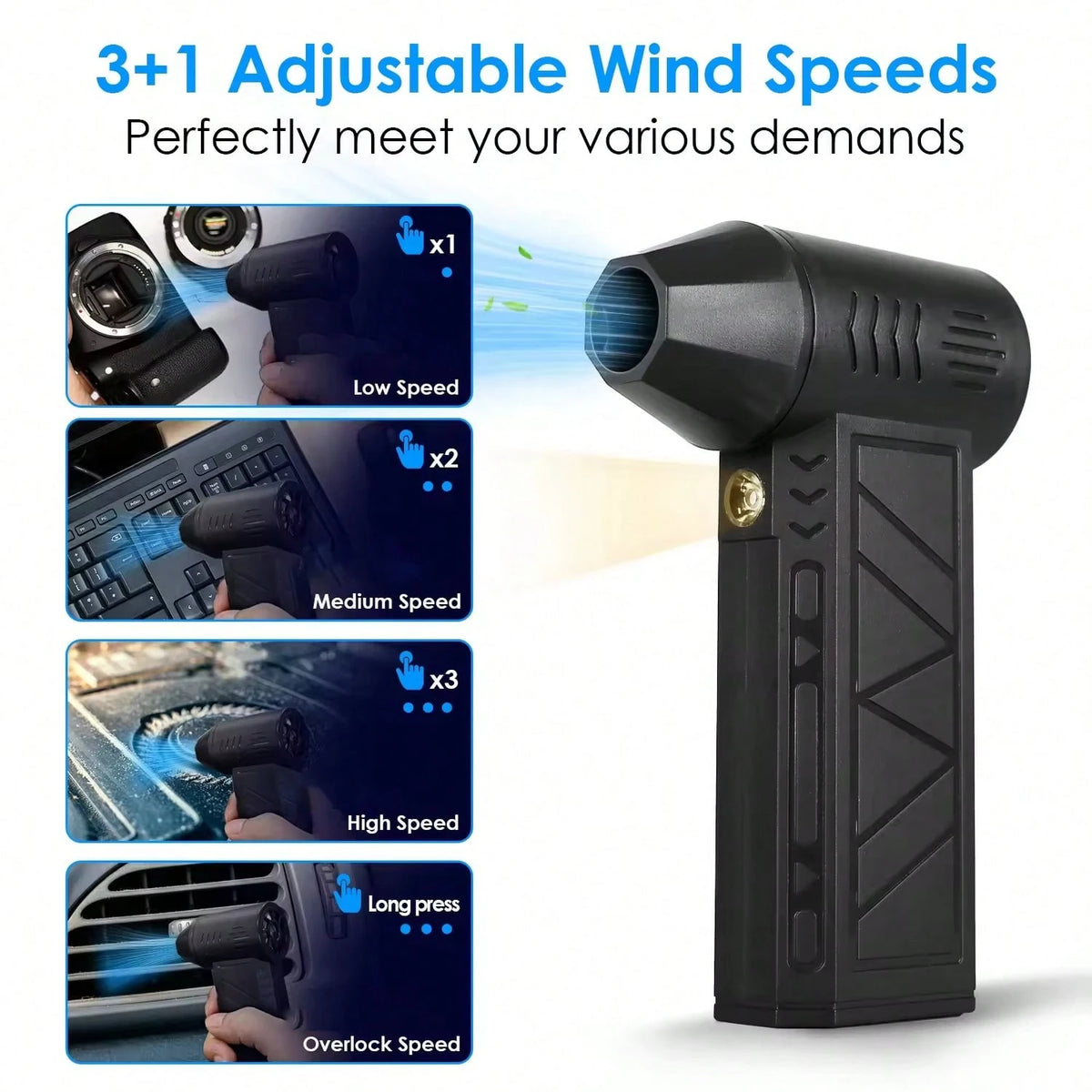 Portable Electric Air Blower Turbine Jet Fan Mini Duster Blower, Adjustable Wind Speed, Rechargeable High-Power Fan For Car, Computer, Keyboard, Home And Outdoor Use