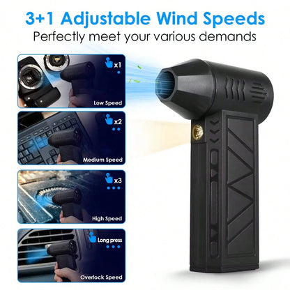 Portable Electric Air Blower Turbine Jet Fan Mini Duster Blower, Adjustable Wind Speed, Rechargeable High-Power Fan For Car, Computer, Keyboard, Home And Outdoor Use