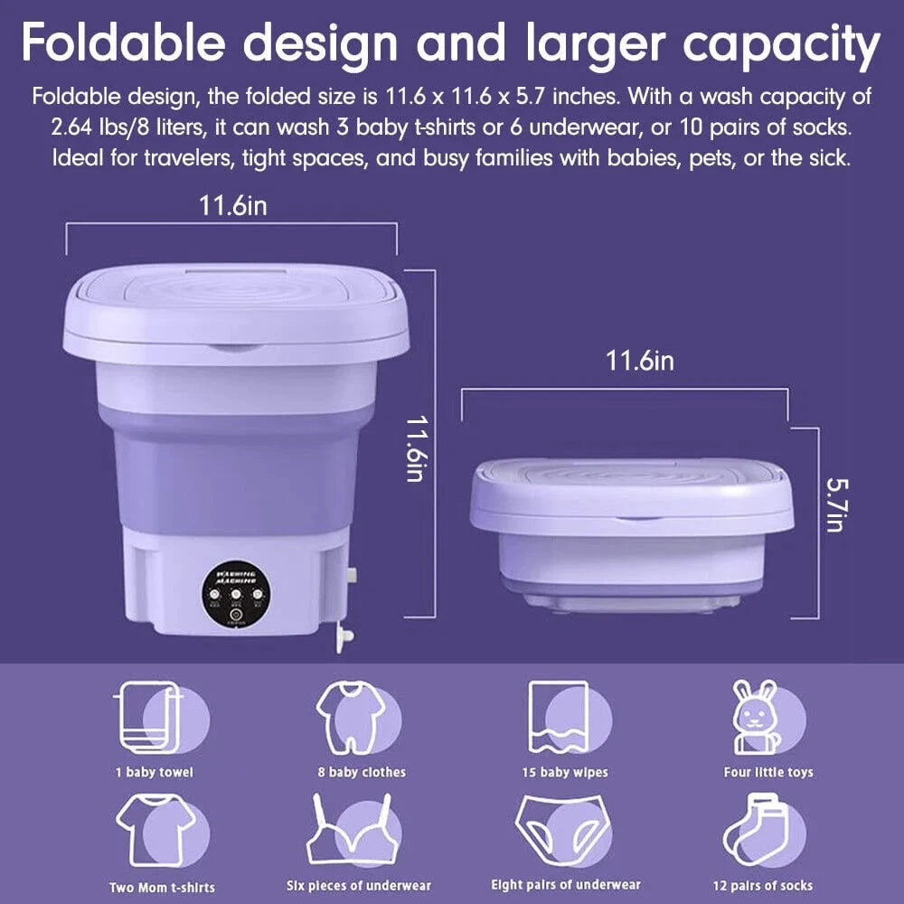 Portable Foldable Washing Machine, Mini Washing Machine, Underwear, Small Clothes For Deep Cleaning. Suitable For Apartments, Dormitories, Hotels.