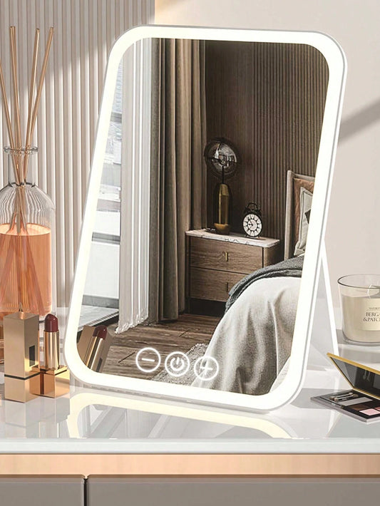 Portable LED Lighted Makeup Mirror, Folding Desk Mirror With Strap For Student Dormitory, Office And Dressing Table Best Gifts Birthday Graduation School Decor School Surprise Dormitory Decor Back To