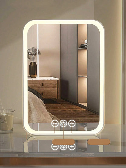 Portable LED Lighted Makeup Mirror, Folding Desk Mirror With Strap For Student Dormitory, Office And Dressing Table Best Gifts Birthday Graduation School Decor School Surprise Dormitory Decor Back To