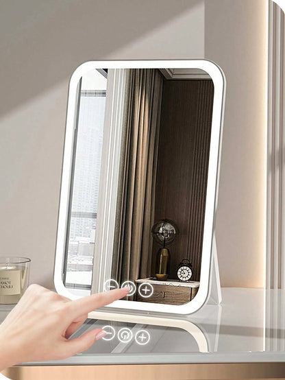Portable LED Lighted Makeup Mirror, Folding Desk Mirror With Strap For Student Dormitory, Office And Dressing Table Best Gifts Birthday Graduation School Decor School Surprise Dormitory Decor Back To