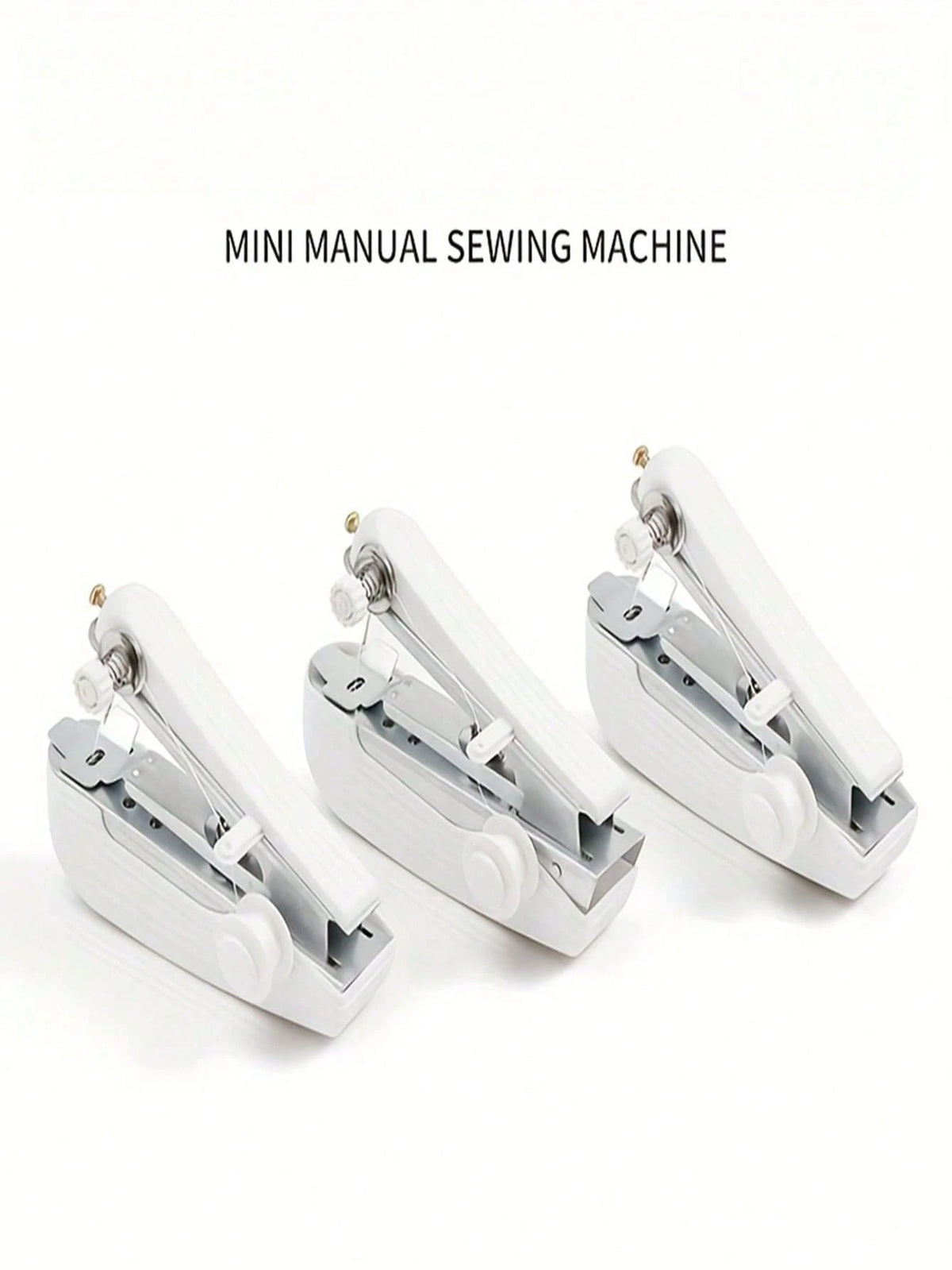 Portable Manual Sewing Machine With Threading System- Handheld, Compact, Lightweight, No Electricity Required, White With Black Base And Blue Panel- Easy To Use, Suitable For Home, Travel, Crafts, T