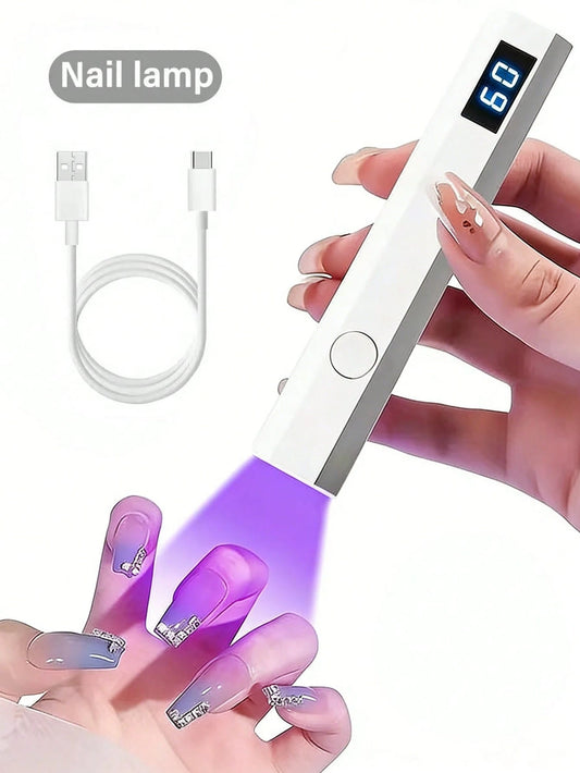 Portable Nail Polish Gel Dryer, Gel Nail Polish Glue Dryer, Handheld Nail Lamp, USB Mini Nail Dryer Lamp, 180mAh Battery UV LED Nail Lamp Suitable For All Nail Gels, Home & Salon Manicure Tool, Nail A