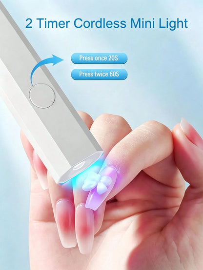 Portable Nail Polish Gel Dryer, Gel Nail Polish Glue Dryer, Handheld Nail Lamp, USB Mini Nail Dryer Lamp, 180mAh Battery UV LED Nail Lamp Suitable For All Nail Gels, Home & Salon Manicure Tool, Nail A